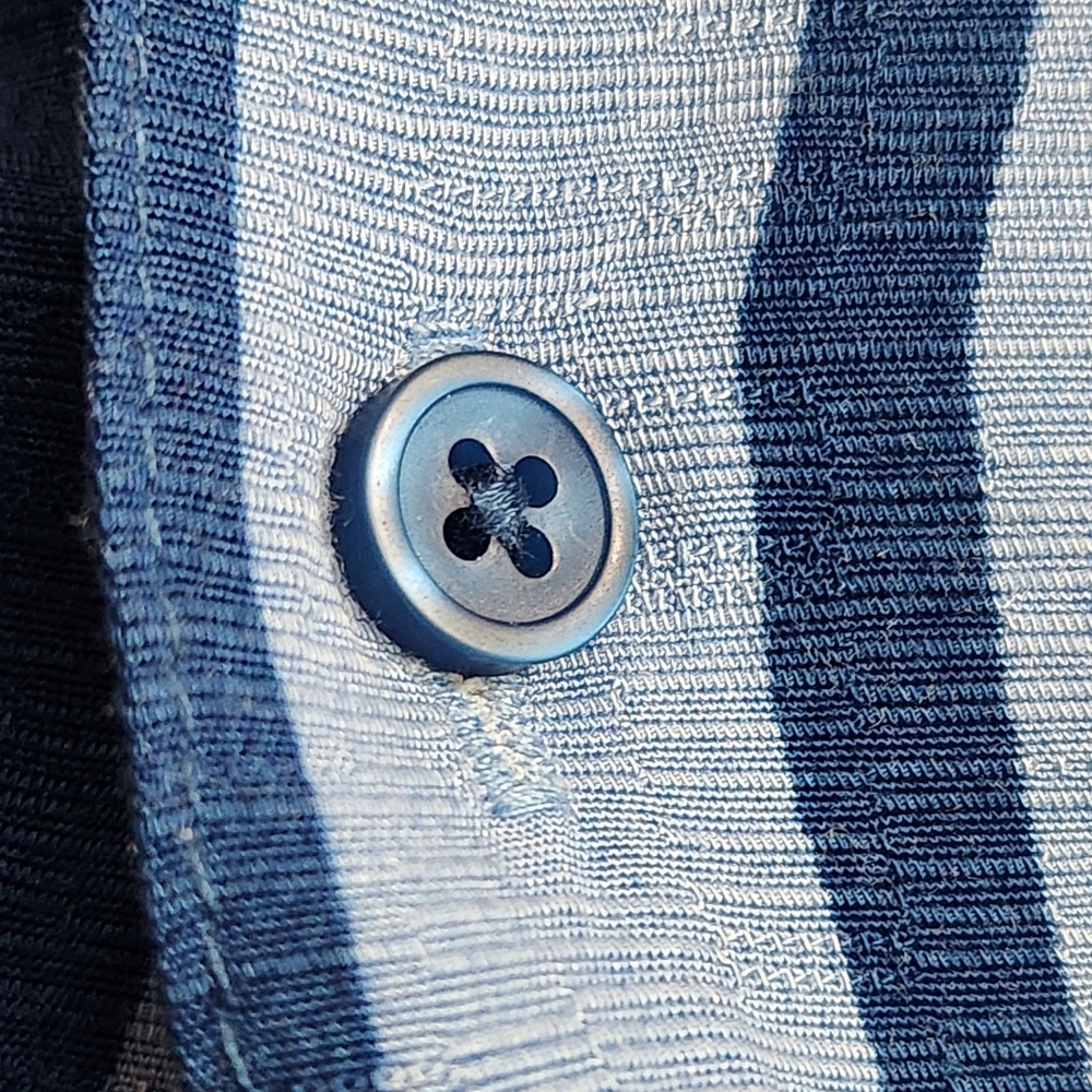 Cubavera XL short sleeve Blue stiped Button Down Shirt collared casual like new - Picture 8 of 11